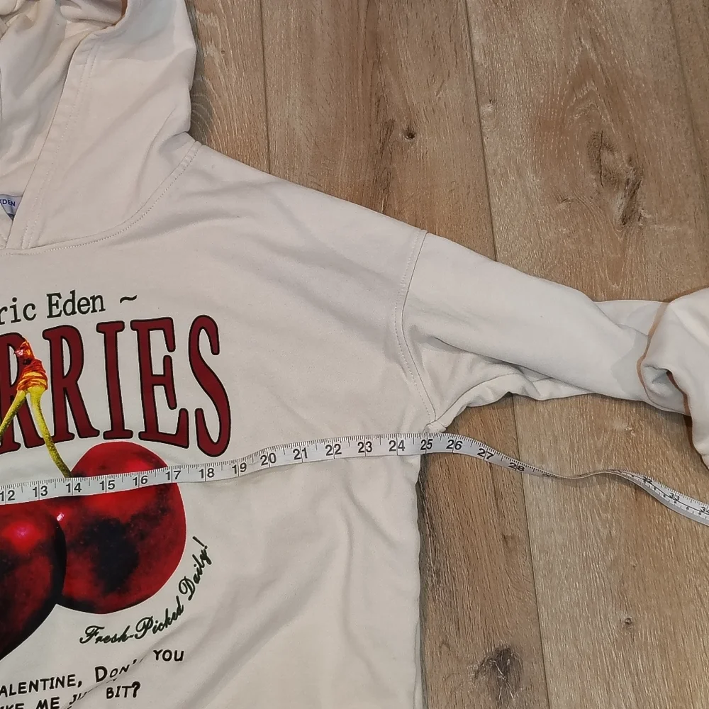 Aelfric Eden Cream Hoodie w/ Cherry Print Sz LG Gosh Valentine Don't You Like... - Picture 7 of 8